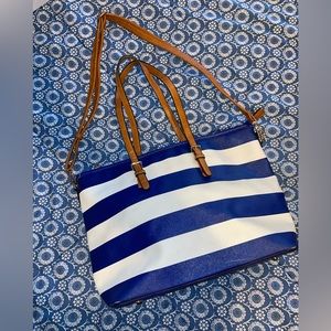 Royal Blue and White Stripped Bag